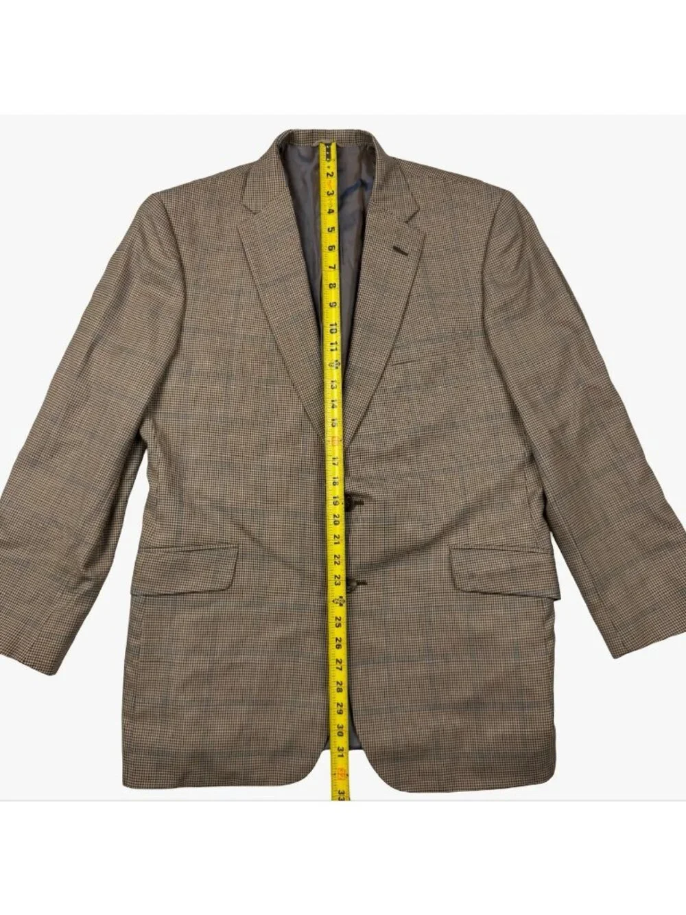 Innocenti Men’s Bespoke Custom Surgeons Cuffs Blazer Brown Windowpane • 44R